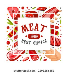 Fresh Natural Meat Product from Butchery Banner Vector Template