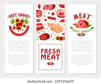 Fresh Natural Meat Product from Butchery Banner Vector Template
