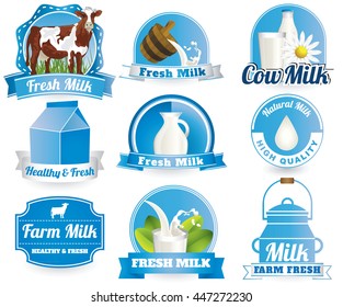 fresh natural milk graphics with cow illustration