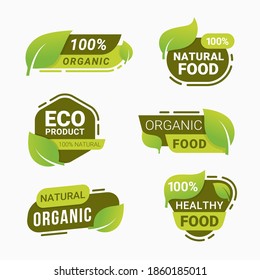 Fresh natural product badge healthy vegetarian food products sticker and natural ecological foods labels