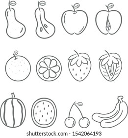 fresh and natural sketch vector fruit