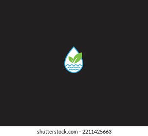 Fresh and natural, water drop with green leaf. world water day concept. Vector illustrations.