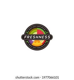 Fresh nature fruit vegetable store logo round badge icon template