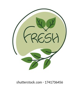 fresh nature lettering flat style icon vector illustration design