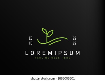 Frische Gestaltung des Naturlogos. Vektorgrafik abstrakter Pflanzen und bumpy Feld. Vintage-Logo-Design, Vektorgrafik-Symbol-Vorlage