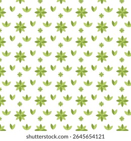 A fresh, nature-inspired pattern with scattered green leaves 
