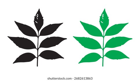  fresh neem leaves icon vector eps 10