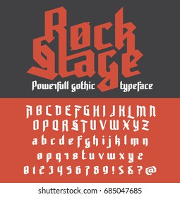 Fresh new powerfull gothic typeface - Rock Stage. Vector alphabet