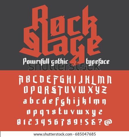Fresh new powerfull gothic typeface - Rock Stage. Vector alphabet