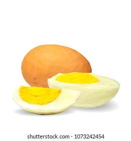 Fresh and nutritious chicken eggs. Tasty breakfast. Elements for label design. Vector illustration. Chicken eggs ingredients in triangulation technique. Eggs low poly.