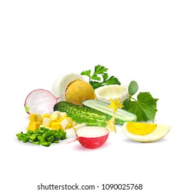 Fresh and nutritious dietary breakfast. Delicious and healthy lunch. Elements for label design. Vector illustration. Vegetables ingredients in triangulation technique. Vegetables low poly.