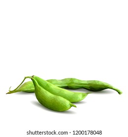 Fresh, nutritious, tasty beans. Delicious and healthy dinner. Elements for label design. Vector illustration. Legumes ingredients in triangulation technique. Beans low poly. 