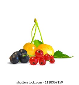 Fresh, nutritious and tasty berry mix. A mixture of berries. Symbols of berries. Elements for label design. Vector illustration. Berries ingredients in triangulation technique. Berry mix low poly.
