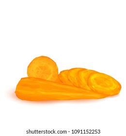Fresh, nutritious, tasty Carrot. Delicious and healthy lunch. Vector illustration. Vegetables ingredients in triangulation technique. Carrot low poly. 