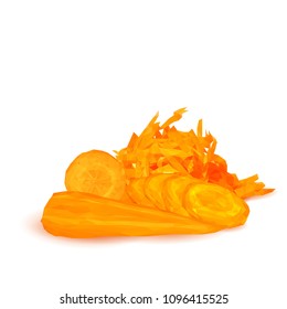 Fresh, nutritious, tasty Carrot. Delicious and healthy lunch. Vector illustration. Vegetables ingredients in triangulation technique. Carrot low poly. 