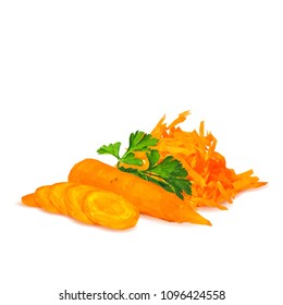 Fresh, nutritious, tasty Carrot. Delicious and healthy lunch. Vector illustration. Vegetables ingredients in triangulation technique. Carrot low poly. 