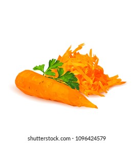 Fresh, nutritious, tasty Carrot. Delicious and healthy lunch. Vector illustration. Vegetables ingredients in triangulation technique. Carrot low poly. 