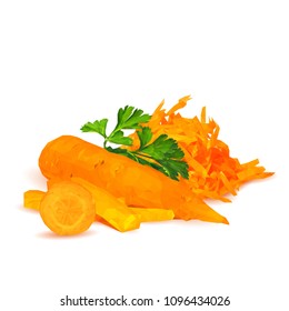 Fresh, nutritious, tasty Carrot. Delicious and healthy lunch. Vector illustration. Vegetables ingredients in triangulation technique. Carrot low poly. 