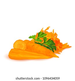 Fresh, nutritious, tasty Carrot. Delicious and healthy lunch. Vector illustration. Vegetables ingredients in triangulation technique. Carrot low poly. 