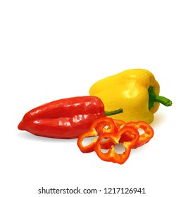 Fresh, nutritious, tasty colored pepper. Vector illustration. Vegetables ingredients in triangulation technique. Pepper low poly.