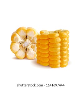 Fresh, nutritious, tasty corn. Elements for label design. Vector illustration. Ingredients in triangulation technique. Corn low poly.