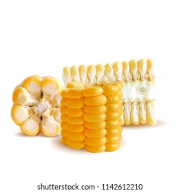 Fresh, nutritious, tasty corn. Elements for label design. Vector illustration. Ingredients in triangulation technique. Corn low poly.