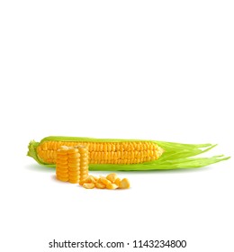 Fresh, nutritious, tasty corn. Elements for label design. Vector illustration. Ingredients in triangulation technique. Corn low poly.