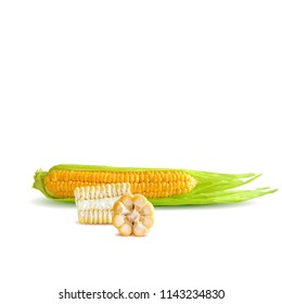 Fresh, nutritious, tasty corn. Elements for label design. Vector illustration. Ingredients in triangulation technique. Corn low poly.