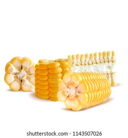 Fresh, nutritious, tasty corn. Elements for label design. Vector illustration. Ingredients in triangulation technique. Corn low poly.