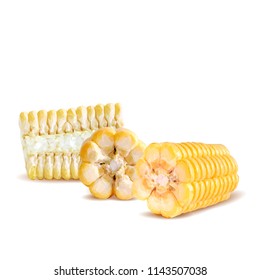 Fresh, nutritious, tasty corn. Elements for label design. Vector illustration. Ingredients in triangulation technique. Corn low poly.