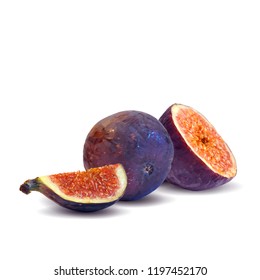Fresh, nutritious, tasty figs. Delicious and healthy dessert. Elements for label design. Vector illustration. Fruits ingredients in triangulation technique. Figs low poly. 