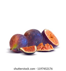 Fresh, nutritious, tasty figs. Delicious and healthy dessert. Elements for label design. Vector illustration. Fruits ingredients in triangulation technique. Figs low poly. 