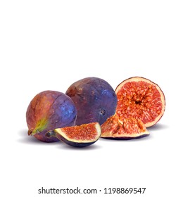 Fresh, nutritious, tasty figs. Delicious and healthy dessert. Elements for label design. Vector illustration. Fruits ingredients in triangulation technique. Figs low poly. 