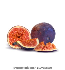 Fresh, nutritious, tasty figs. Delicious and healthy dessert. Elements for label design. Vector illustration. Fruits ingredients in triangulation technique. Figs low poly. 