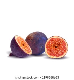 Fresh, nutritious, tasty figs. Delicious and healthy dessert. Elements for label design. Vector illustration. Fruits ingredients in triangulation technique. Figs low poly. 