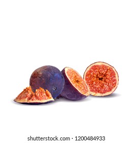 Fresh, nutritious, tasty figs. Delicious and healthy dessert. Elements for label design. Vector illustration. Fruits ingredients in triangulation technique. Figs low poly. 
