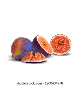 Fresh, nutritious, tasty figs. Delicious and healthy dessert. Elements for label design. Vector illustration. Fruits ingredients in triangulation technique. Figs low poly. 