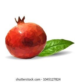 Fresh, nutritious, tasty garnet. Vector illustration. Fruits ingredients in triangulation technique. Garnet low poly.