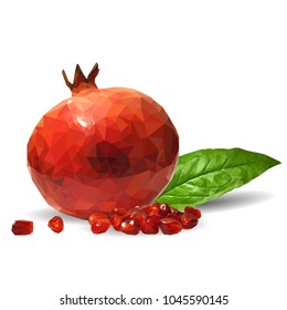 Fresh, nutritious, tasty garnet. Vector illustration. Fruits ingredients in triangulation technique. Garnet low poly.