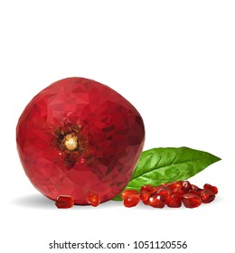 Fresh, nutritious, tasty garnet. Vector illustration. Fruits ingredients in triangulation technique. Garnet low poly.