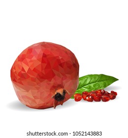 Fresh, nutritious, tasty garnet. Vector illustration. Fruits ingredients in triangulation technique. Garnet low poly.