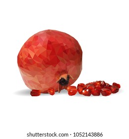 Fresh, nutritious, tasty garnet. Vector illustration. Fruits ingredients in triangulation technique. Garnet low poly.