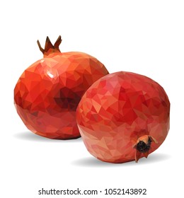 Fresh, nutritious, tasty garnet. Vector illustration. Fruits ingredients in triangulation technique. Garnet low poly.