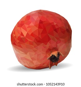 Fresh, nutritious, tasty garnet. Vector illustration. Fruits ingredients in triangulation technique. Garnet low poly.