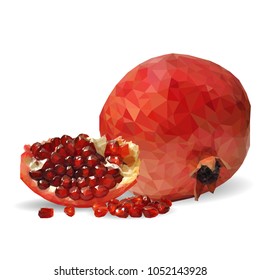 Fresh, nutritious, tasty garnet. Vector illustration. Fruits ingredients in triangulation technique. Garnet low poly.