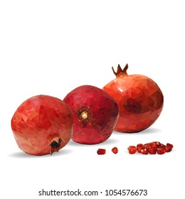 Fresh, nutritious, tasty garnet. Vector illustration. Fruits ingredients in triangulation technique. Garnet low poly.