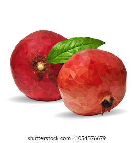 Fresh, nutritious, tasty garnet. Vector illustration. Fruits ingredients in triangulation technique. Garnet low poly.