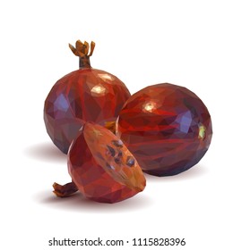 Fresh, nutritious and tasty gooseberry. Symbols of berries. Elements for label design. Vector illustration. Berries ingredients in triangulation technique. Gooseberries low poly.