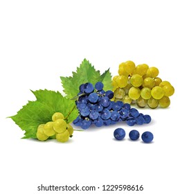 Fresh, nutritious, tasty grapes. Delicious and healthy dessert. Elements for label design. Vector illustration. Fruits ingredients in triangulation technique. Grapes low poly. 