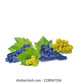 Fresh, nutritious, tasty grapes. Delicious and healthy dessert. Elements for label design. Vector illustration. Fruits ingredients in triangulation technique. Grapes low poly. 